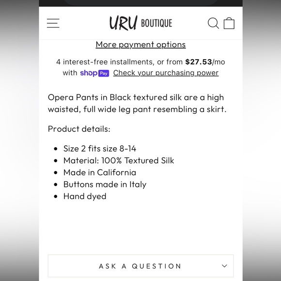 URU Red Textured Silk Opera Pants – Size 2 (Fits 8–14) - Picture 9 of 9